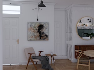 Mieszkanie w stylu kamienicy - Mała otwarta biała z nablatowym zlewozmywakiem kuchnia jednorzędowa, styl minimalistyczny - zdjęcie od Studio 36m2