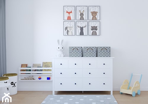 Segment w Ursusie - Średni biały pokój dziecka dla dziecka dla chłopca dla dziewczynki, styl skandynawski - zdjęcie od Studio 36m2