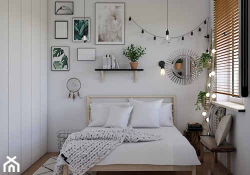 Metamorfoza sypialni - Mała biała sypialnia, styl nowoczesny - zdjęcie od Studio 36m2