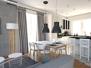 170 m2 w Łomiankach - Średnia biała jadalnia w salonie w kuchni, styl skandynawski - zdjęcie od Studio 36m2
