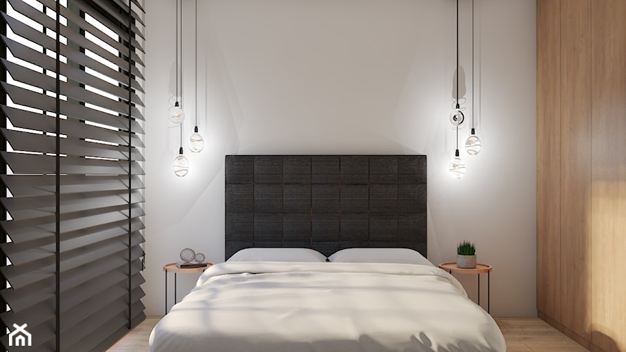 Port Praski - Mała szara sypialnia, styl minimalistyczny - zdjęcie od Studio 36m2