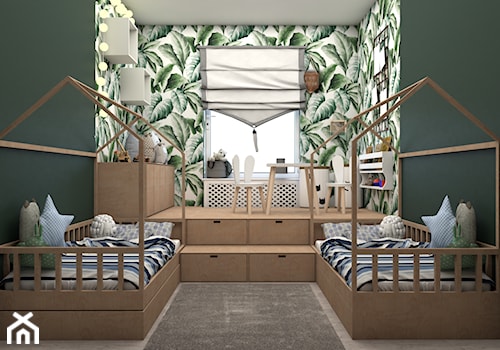 Projekt koncepcyjny pokoju dziecięcego w kilku wersjach - Średni czarny zielony pokój dziecka dla dziecka dla chłopca dla dziewczynki, styl skandynawski - zdjęcie od Studio 36m2