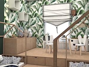 Projekt koncepcyjny pokoju dziecięcego w kilku wersjach - Średni biały zielony pokój dziecka dla dziecka dla chłopca dla dziewczynki dla rodzeństwa, styl skandynawski - zdjęcie od Studio 36m2