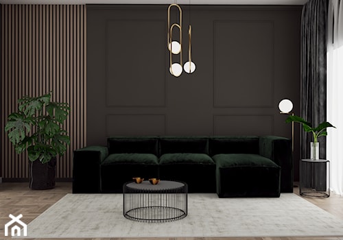Salon z zieloną sofą - zdjęcie od Studio 36m2