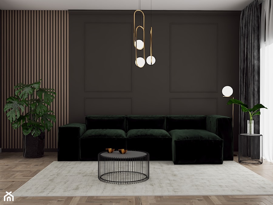 Salon z zieloną sofą - zdjęcie od Studio 36m2
