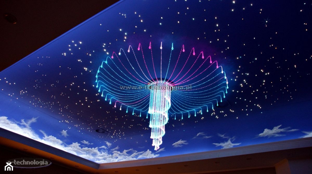 Żyrandol światłowodowy Ośmiornica i gwiezdne niebo Mgławice - zdjęcie od E-TECHNOLOGIA Leszek Łazarski - Homebook