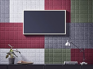 Małe białe czerwone szare zielone biuro, styl nowoczesny - zdjęcie od MebleDoBiura.pl