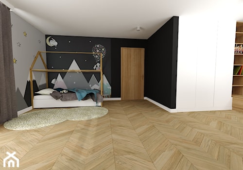 Pokój Nikodema - Duży czarny szary pokój dziecka dla nastolatka dla chłopca dla dziewczynki, styl minimalistyczny - zdjęcie od Drewmax Meble na wymiar