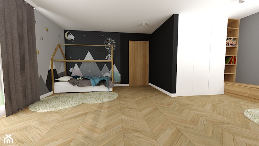 Pokój Nikodema - Duży czarny szary pokój dziecka dla nastolatka dla chłopca dla dziewczynki, styl minimalistyczny - zdjęcie od Drewmax Meble na wymiar