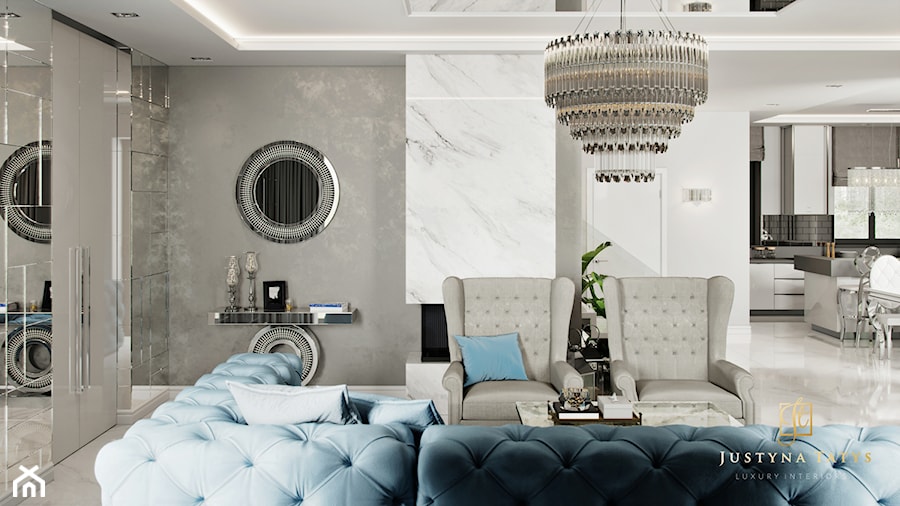 Rezydencja pod Warszawą - salon w stylu New York Glamour. - zdjęcie od JUSTYNA TATYS LUXURY INTERIORS