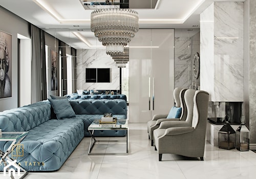Rezydencja pod Warszawą - salon w stylu New York Glamour. - zdjęcie od JUSTYNA TATYS LUXURY INTERIORS