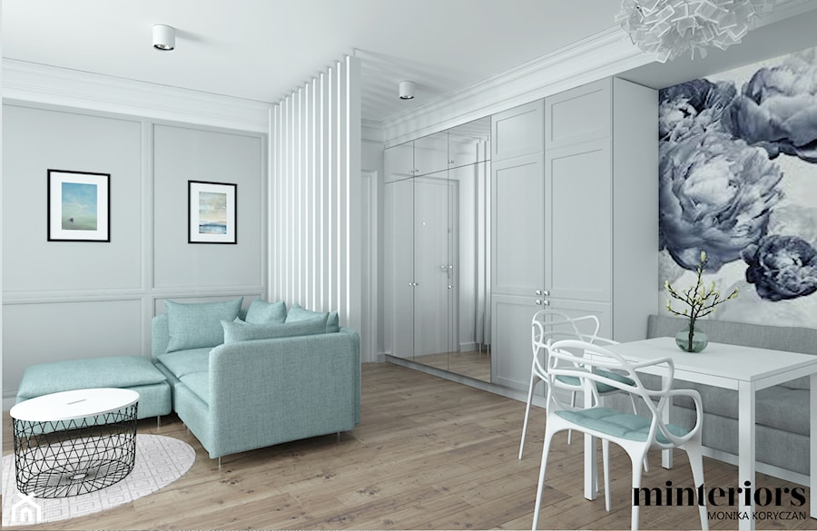 BUJANIE W OBŁOKACH - Średnia biała jadalnia w salonie, styl nowoczesny - zdjęcie od minteriors Monika Koryczan Architektura Wnętrz