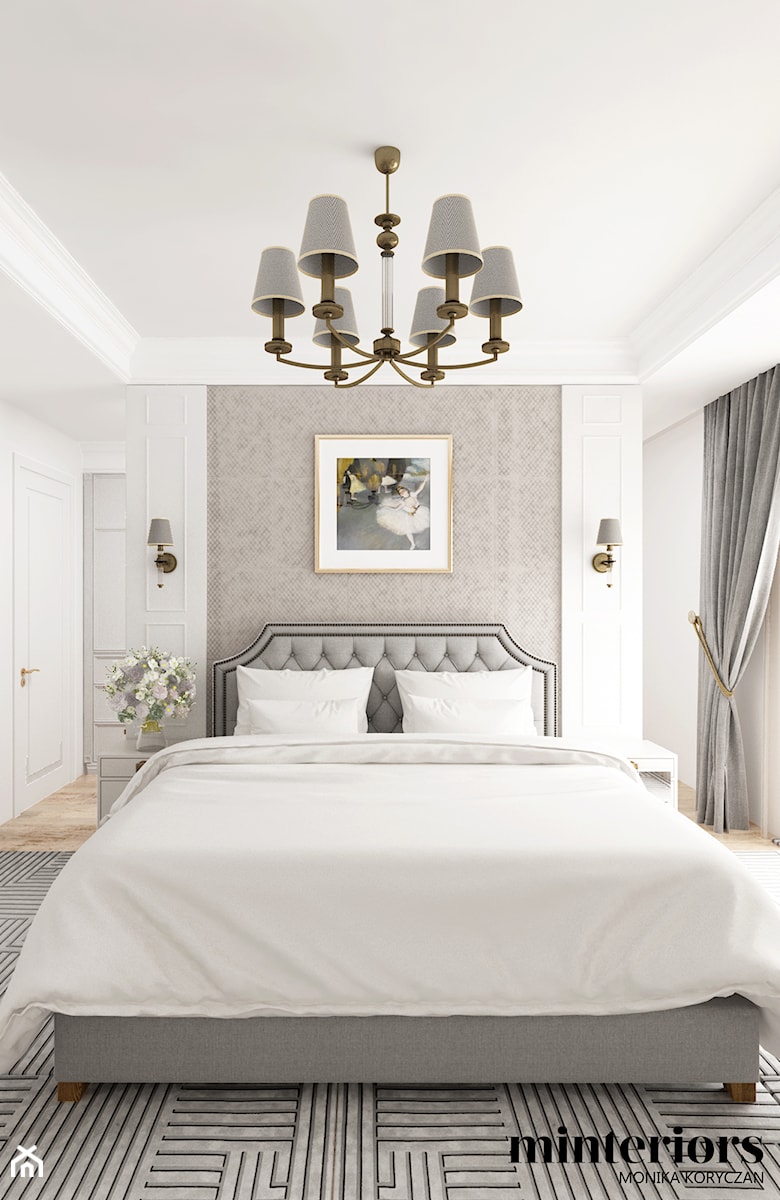 ELEGANCKI APARTAMENT W WARSZAWIE - Średnia biała sypialnia, styl glamour - zdjęcie od minteriors Monika Koryczan Architektura Wnętrz