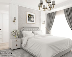 ELEGANCKI APARTAMENT W WARSZAWIE - Duża biała szara sypialnia z garderobą, styl glamour - zdjęcie od minteriors Monika Koryczan Architektura Wnętrz - Homebook