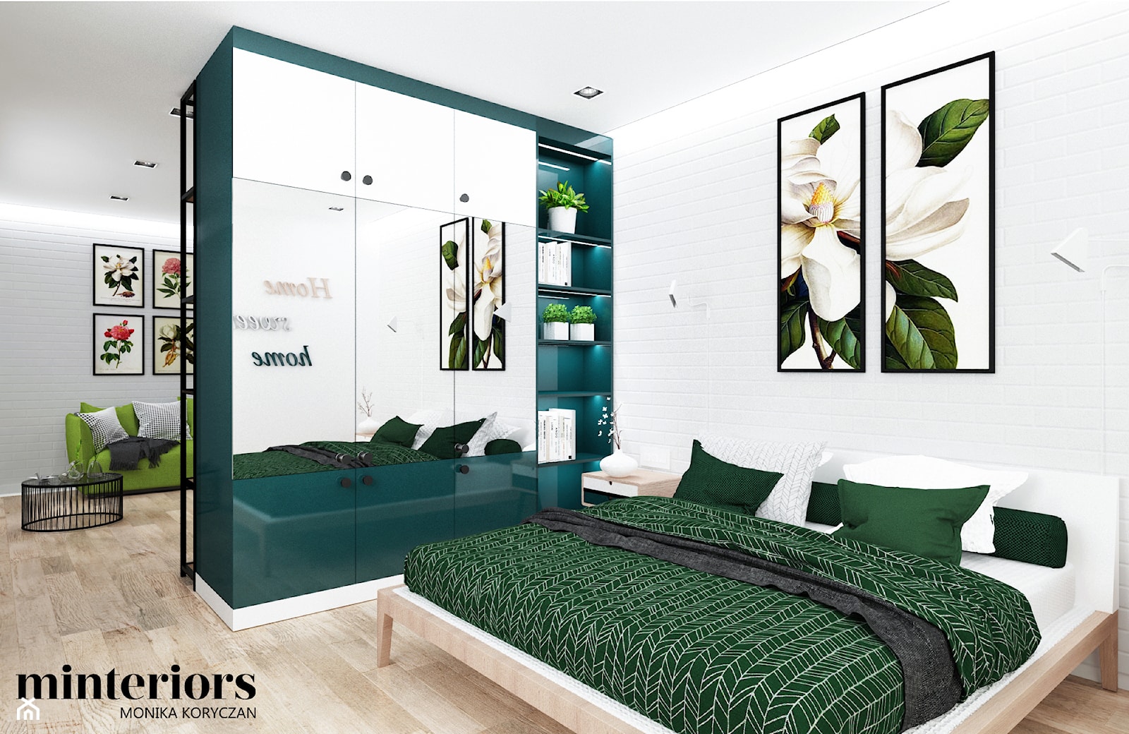 ZIELONO MI - Duża biała sypialnia, styl nowoczesny - zdjęcie od minteriors Monika Koryczan Architektura Wnętrz - Homebook