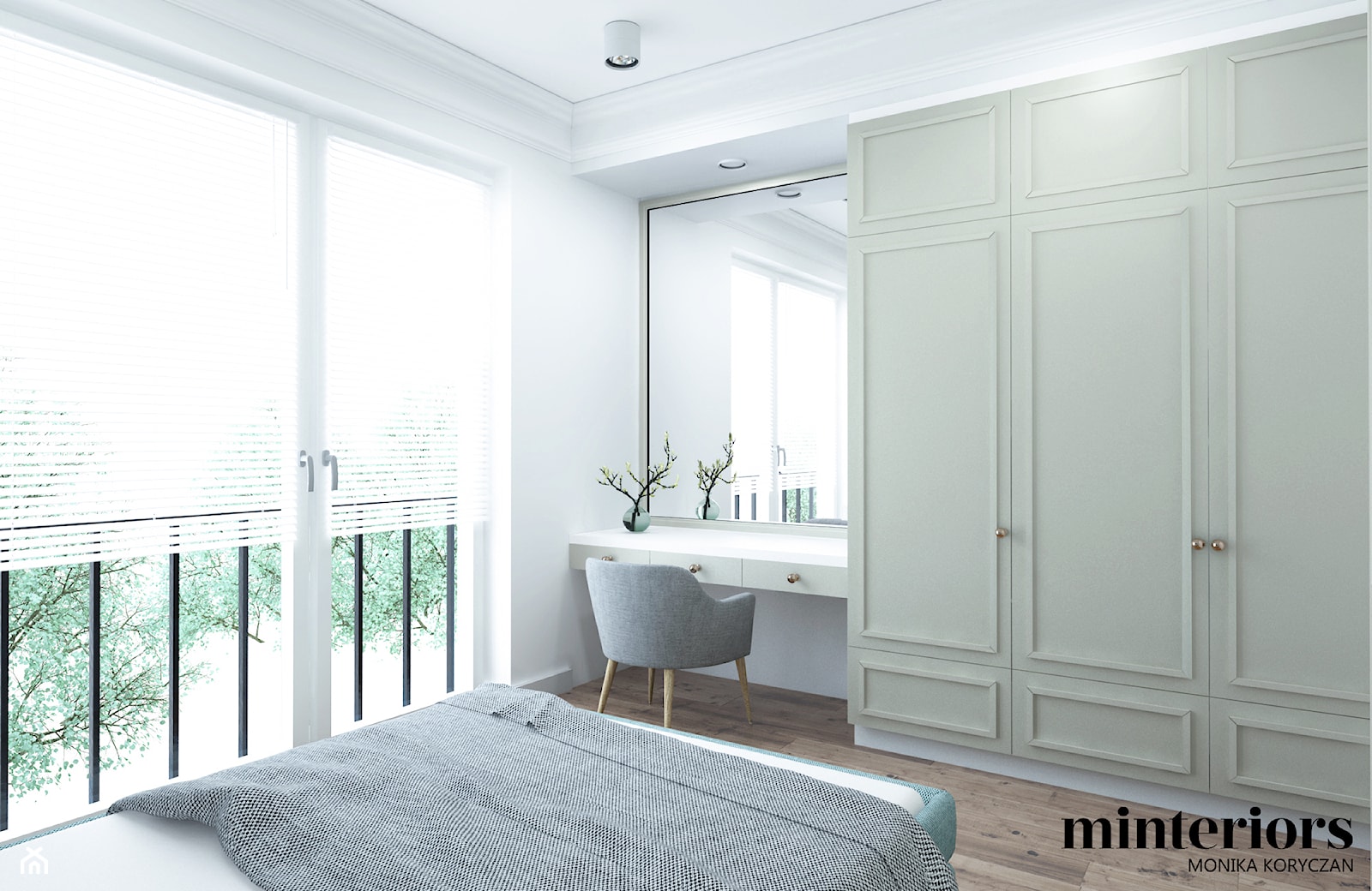 BUJANIE W OBŁOKACH - Mała biała sypialnia, styl nowoczesny - zdjęcie od minteriors Monika Koryczan Architektura Wnętrz - Homebook