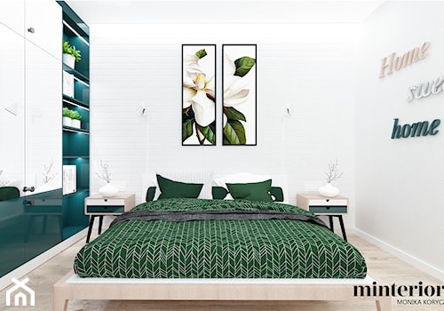 ZIELONO MI - Mała biała sypialnia, styl nowoczesny - zdjęcie od minteriors Monika Koryczan Architektura Wnętrz