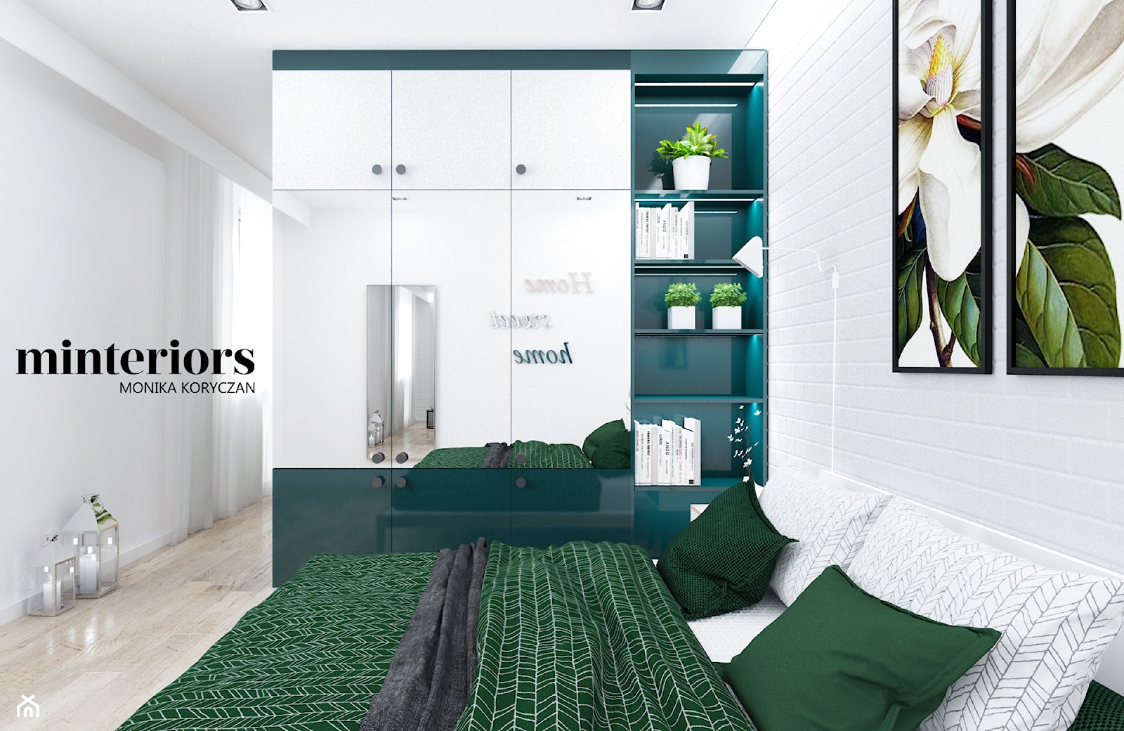 ZIELONO MI - Średnia biała sypialnia, styl nowoczesny - zdjęcie od minteriors Monika Koryczan Architektura Wnętrz - Homebook
