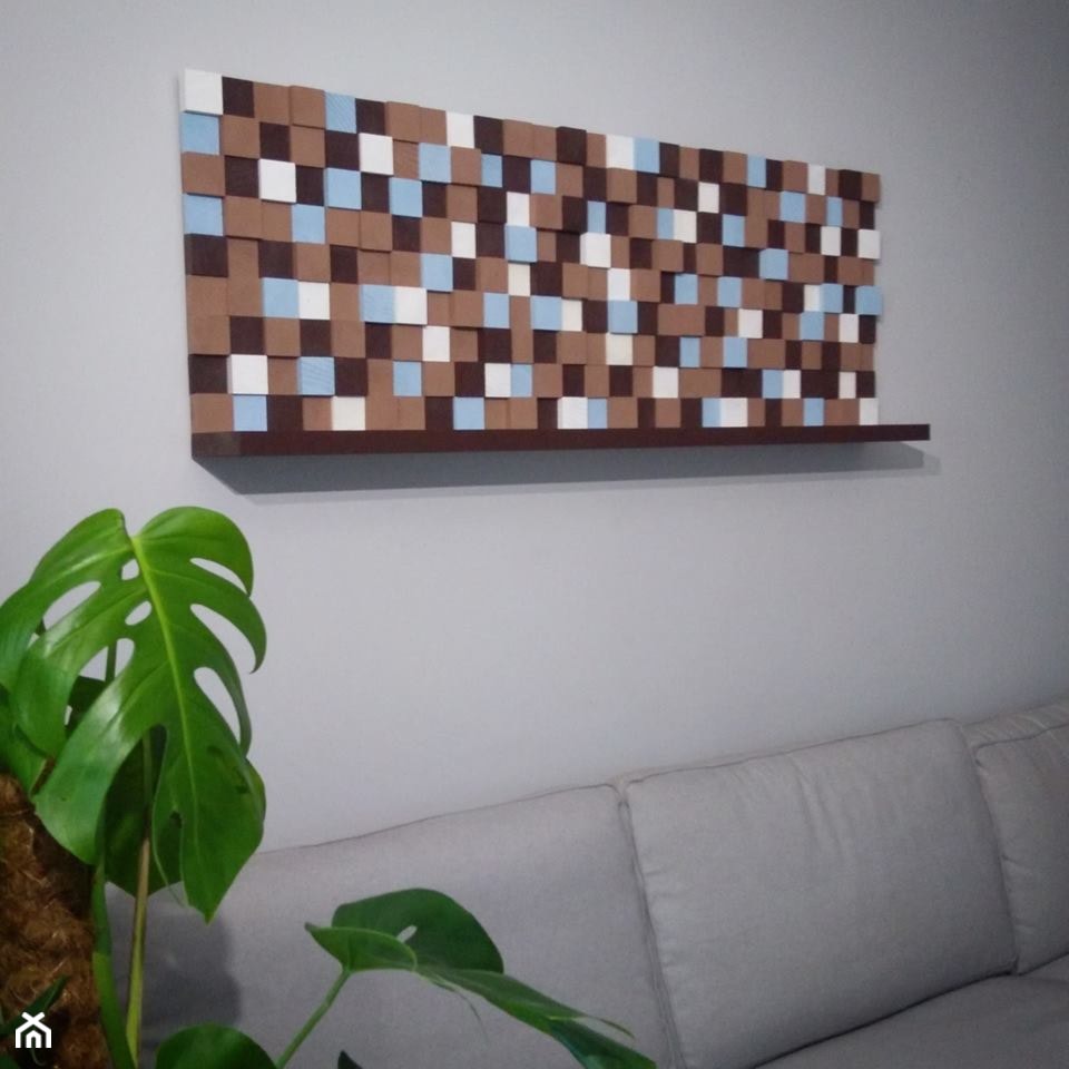 Mozaika drewniana 3D Brown z półką - zdjęcie od Ashwood Home - Homebook