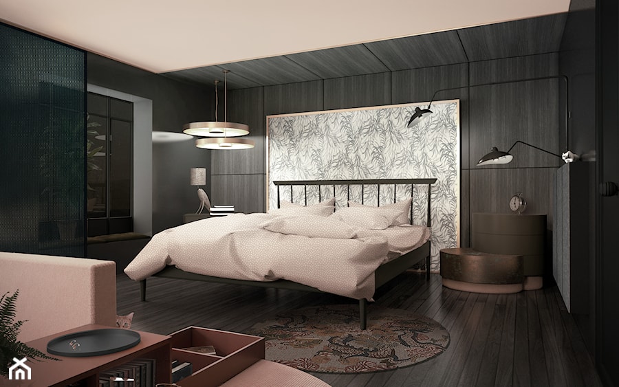 Sypialnia - Średnia czarna sypialnia - zdjęcie od IN studio projektowe