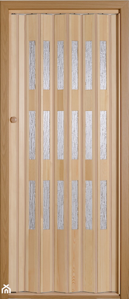 Eleganckie drewniane drzwi harmonijkowe z szybkami - zdjęcie od Mateusz Klaczak - Homebook