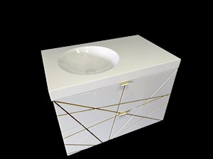 Szafka łazienkowa lakierowana, geometryczny wzór, umywalka kompozytowa - zdjęcie od blaty.eu - sklep internetowy