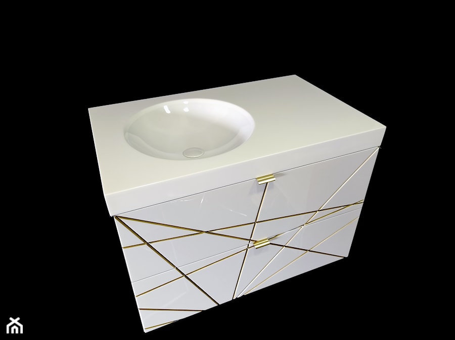 Szafka łazienkowa lakierowana, geometryczny wzór, umywalka kompozytowa - zdjęcie od blaty.eu - sklep internetowy
