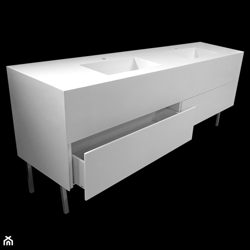 Szafka kompozytowa do łazienki z dwiema umywalkami - Łazienka, styl nowoczesny - zdjęcie od blaty.eu - sklep internetowy
