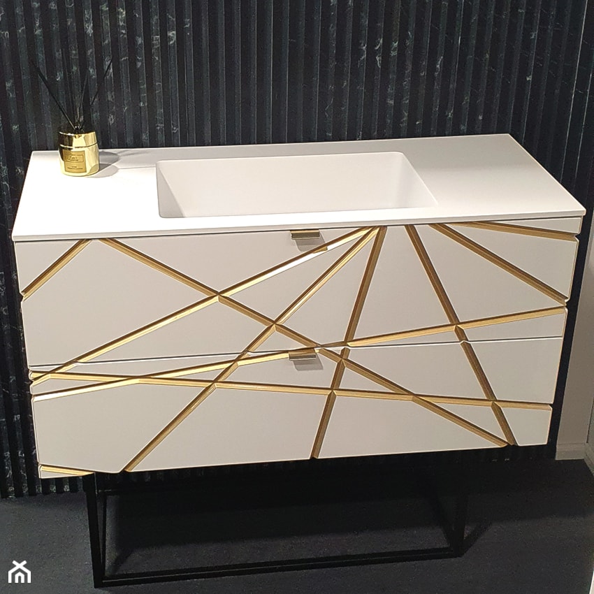Umywalka łazienkowa zintegrowana z blatem kompozytowym, w zestawie z szafką - Łazienka, styl nowoczesny - zdjęcie od blaty.eu - sklep internetowy