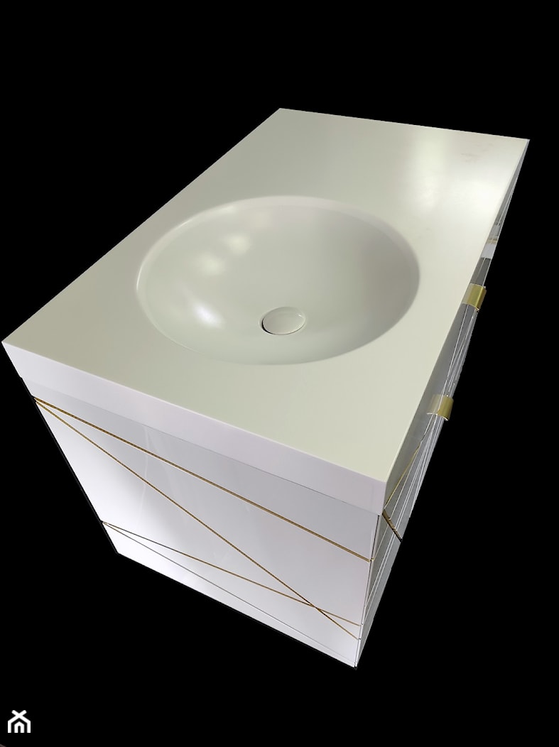 Szafka łazienkowa lakierowana, geometryczny wzór, umywalka kompozytowa - zdjęcie od blaty.eu - sklep internetowy - Homebook