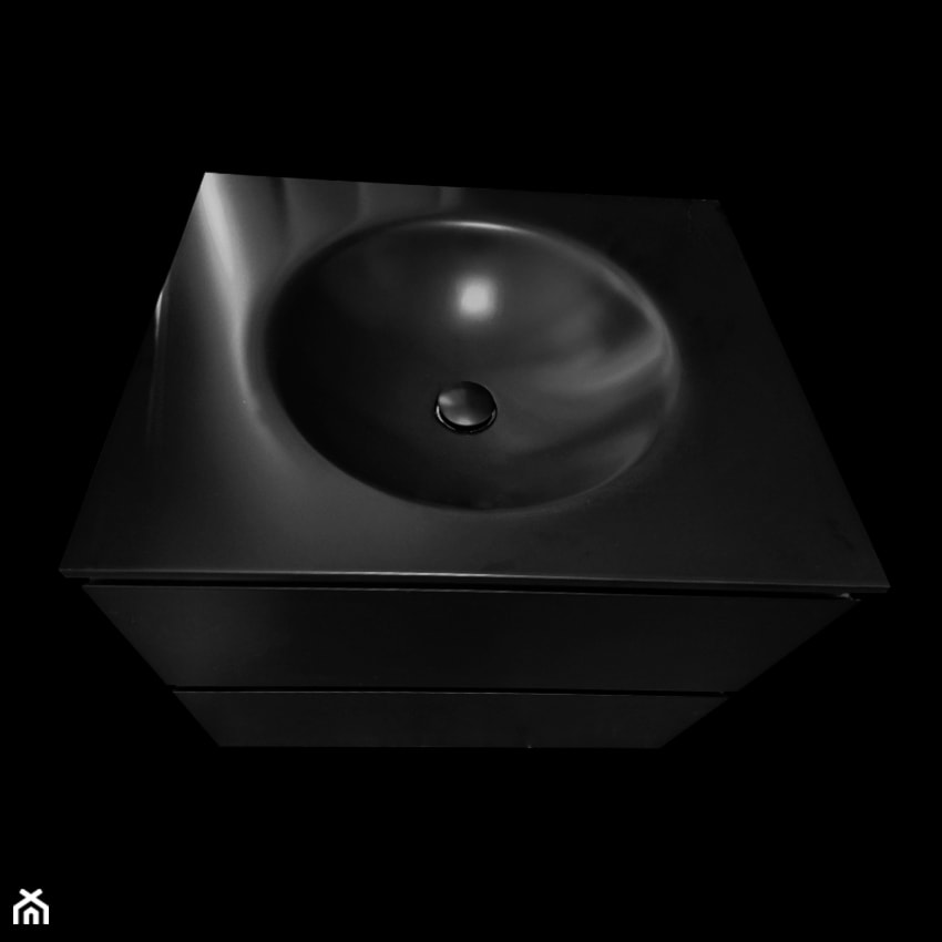 Szafka łazienkowa z umywalką termoformowaną bezpośrednio z blatu. - Łazienka, styl minimalistyczny - zdjęcie od blaty.eu - sklep internetowy