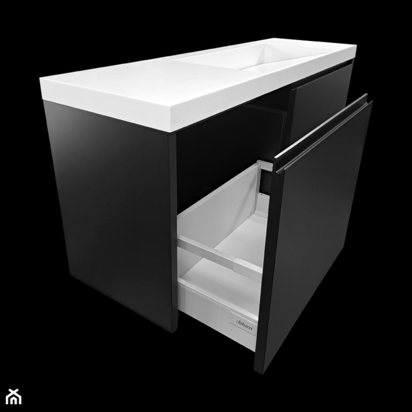 Szafka łazienkowa z dwiema szufladami w kolorze czarnym z umywalką kompozytową - Łazienka, styl nowoczesny - zdjęcie od blaty.eu - sklep internetowy - Homebook
