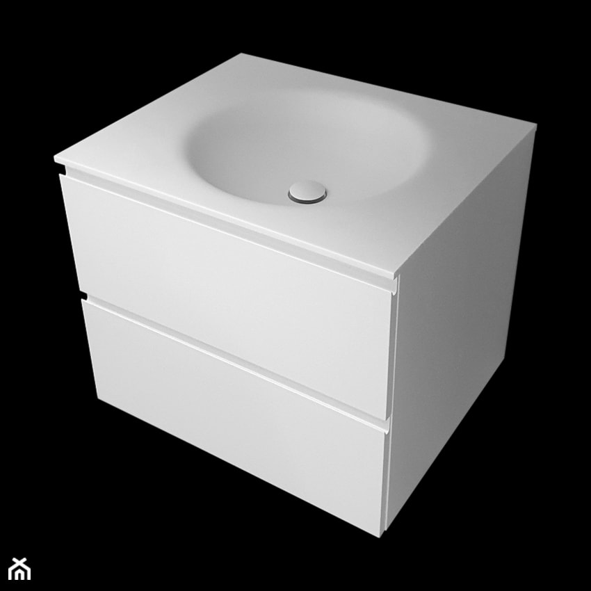 Szafka łazienkowa z umywalką kompozytową wygiętą bezpośrednio z blatu - Łazienka, styl minimalistyczny - zdjęcie od blaty.eu - sklep internetowy