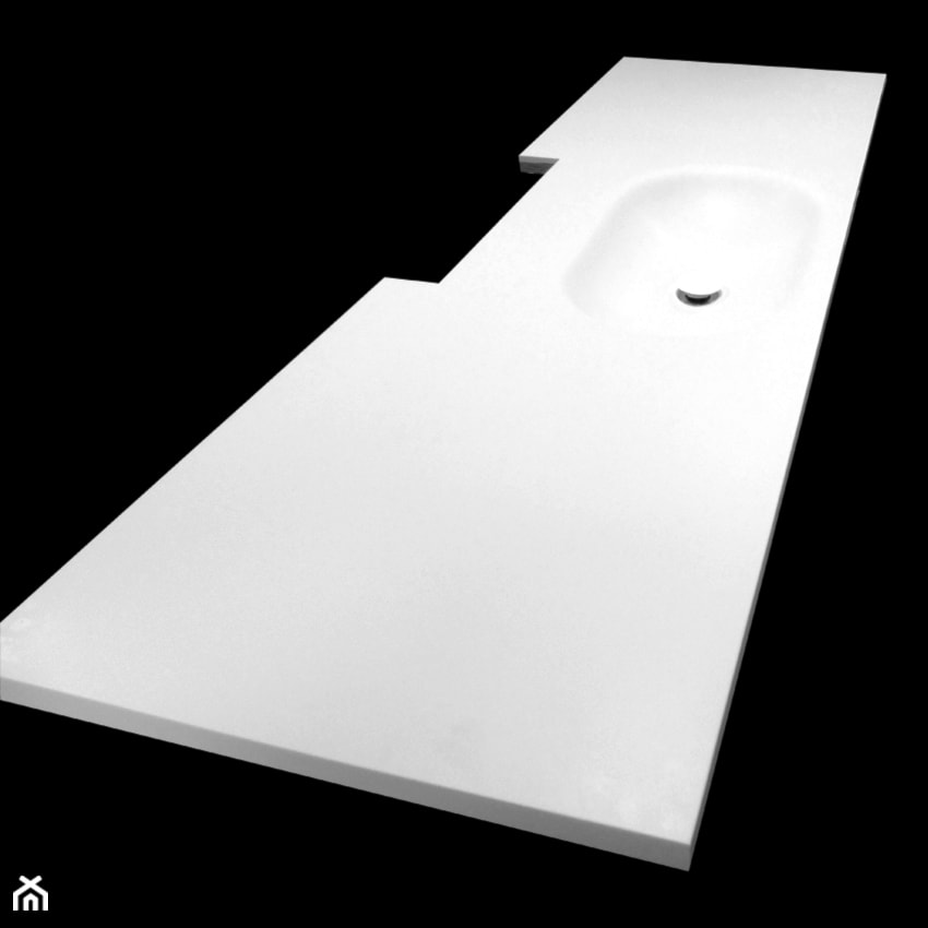 Umywalka Eliza termoformowana bezpośrednio z blatu kompozytowego - Łazienka, styl minimalistyczny - zdjęcie od blaty.eu - sklep internetowy - Homebook