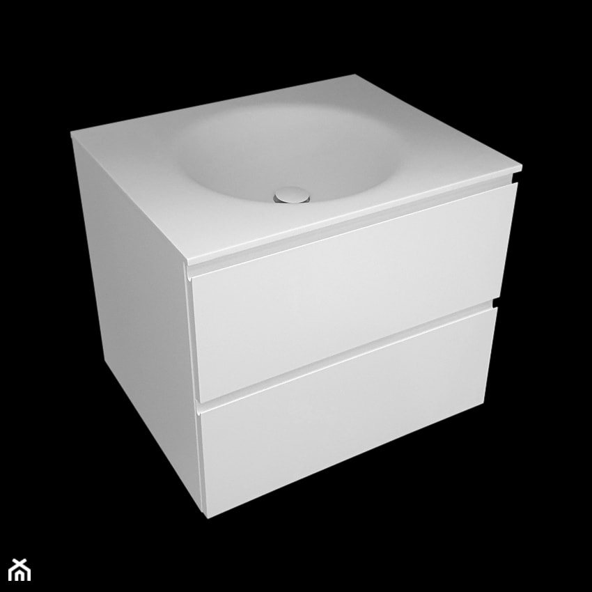 Szafka łazienkowa z umywalką kompozytową wygiętą bezpośrednio z blatu - Łazienka, styl minimalistyczny - zdjęcie od blaty.eu - sklep internetowy - Homebook