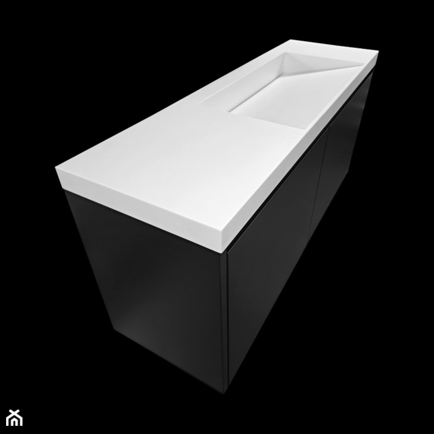 Szafka łazienkowa z dwiema szufladami w kolorze czarnym z umywalką kompozytową - Łazienka, styl nowoczesny - zdjęcie od blaty.eu - sklep internetowy - Homebook