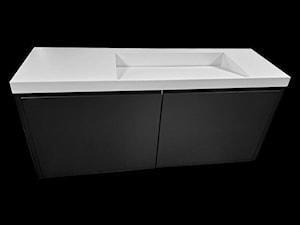 Szafka łazienkowa z dwiema szufladami w kolorze czarnym z umywalką kompozytową