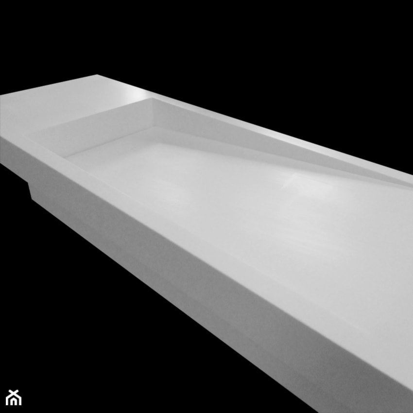 Umywalka łazienkowa z odpływem liniowym bocznym, zintegrowana z blatem - Łazienka, styl nowoczesny - zdjęcie od blaty.eu - sklep internetowy