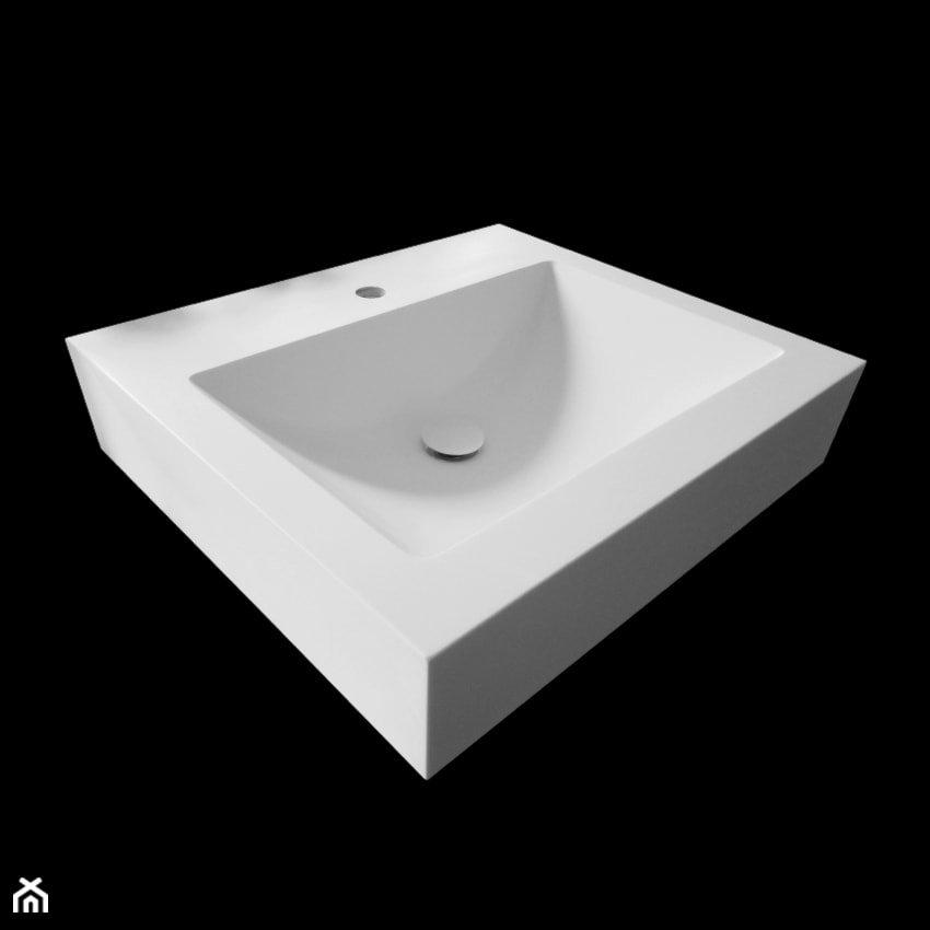Umywalka prostokątna z dnem w kształcie łódki zintegrowana z blatem 60x53x12,5cm - Łazienka, styl minimalistyczny - zdjęcie od blaty.eu - sklep internetowy - Homebook