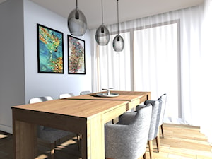 Projekt salonu - Średnia biała jadalnia jako osobne pomieszczenie, styl minimalistyczny - zdjęcie od DorotaBykowska.pl