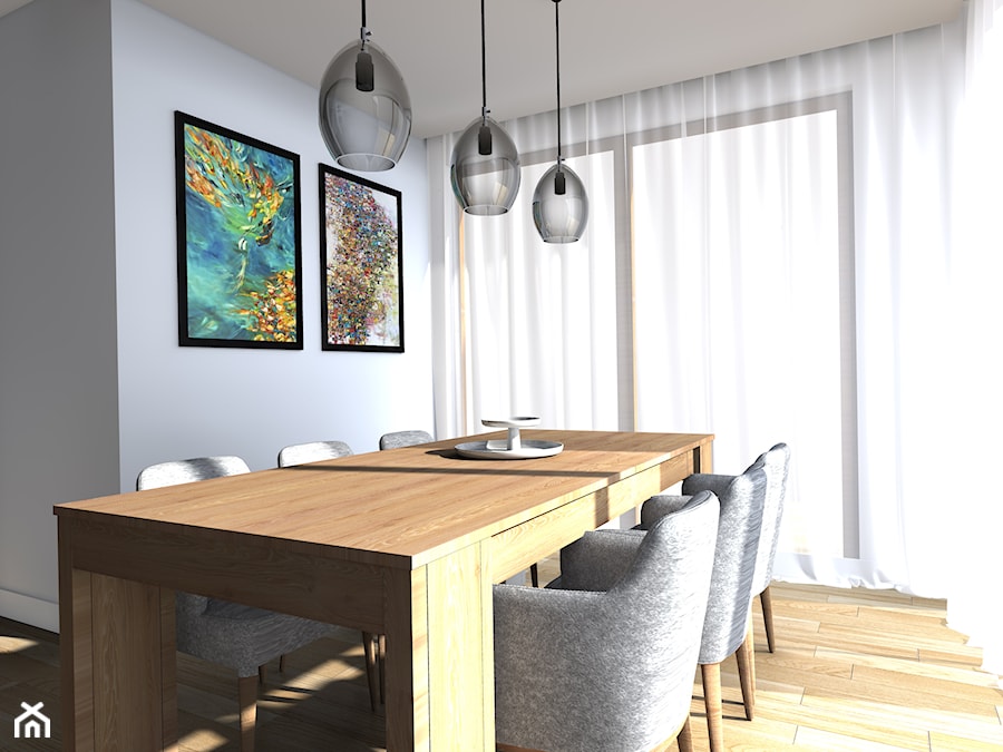 Projekt salonu - Średnia biała jadalnia jako osobne pomieszczenie, styl minimalistyczny - zdjęcie od DorotaBykowska.pl