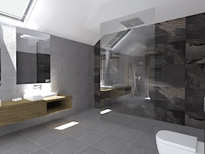 Projekt łazienki - Średnia na poddaszu z lustrem łazienka z oknem, styl glamour - zdjęcie od DorotaBykowska.pl
