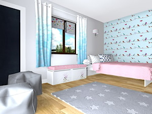 Projekt pokoju dziecka - Średni szary niebieski pokój dziecka dla dziecka dla nastolatka dla dziewczynki, styl glamour - zdjęcie od DorotaBykowska.pl