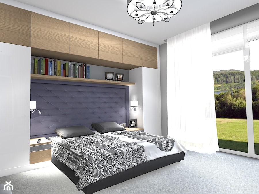 Projekt sypialni - Średnia szara sypialnia, styl minimalistyczny - zdjęcie od DorotaBykowska.pl