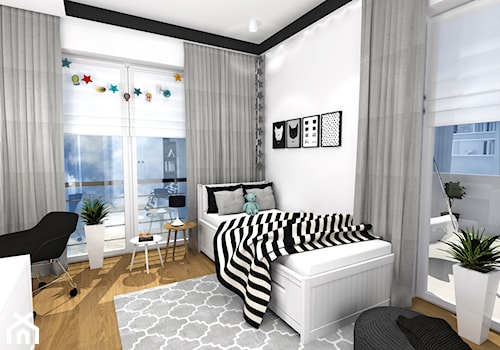Średni biały pokój dziecka dla nastolatka dla chłopca dla dziewczynki, styl nowoczesny - zdjęcie od New Age Design SC