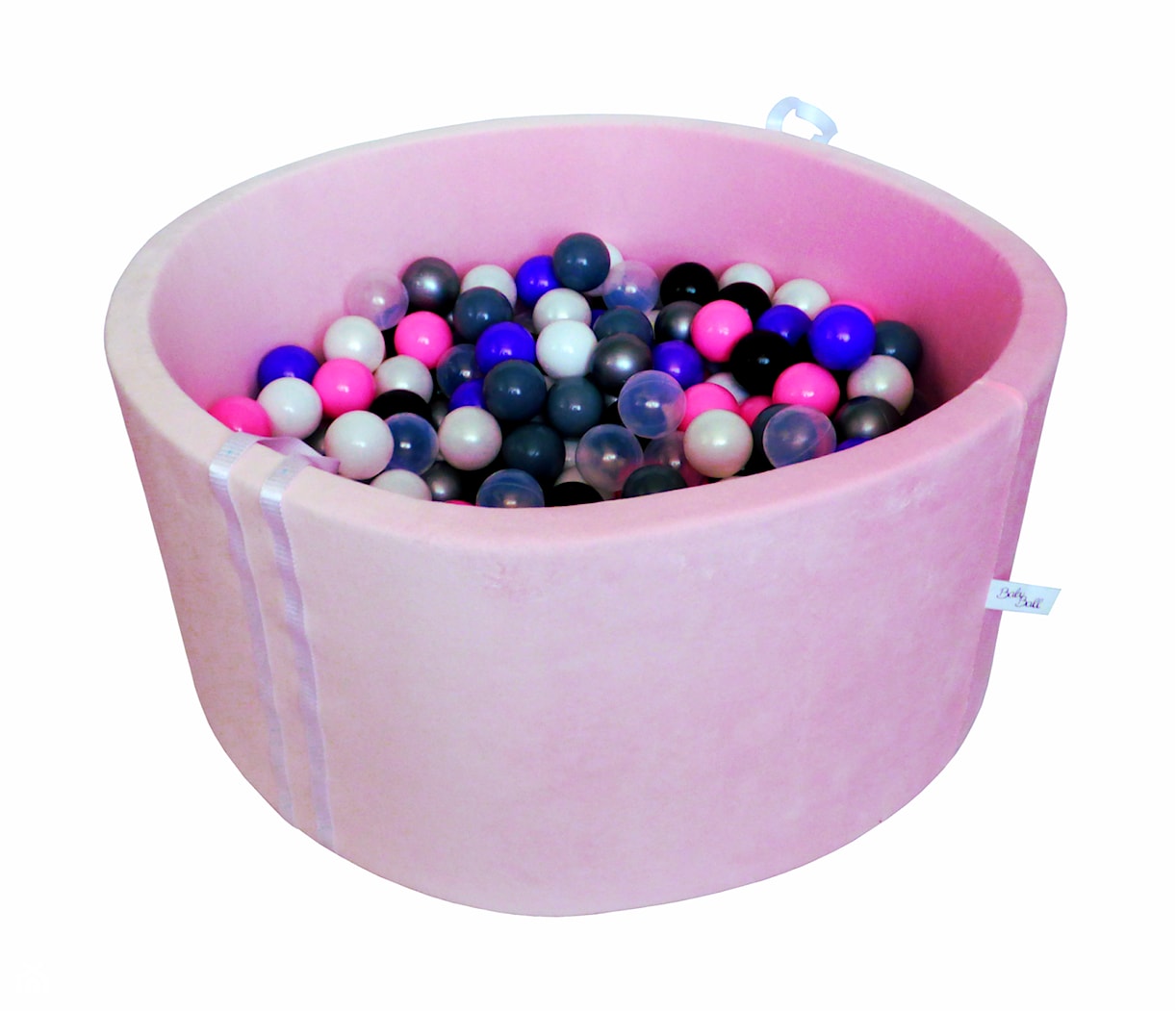 Suchy basen BabyBall z piłeczkami - pudrowy róż - Velur - zdjęcie od BabyBall - suche baseny z piłeczkami dla dzieci - Homebook