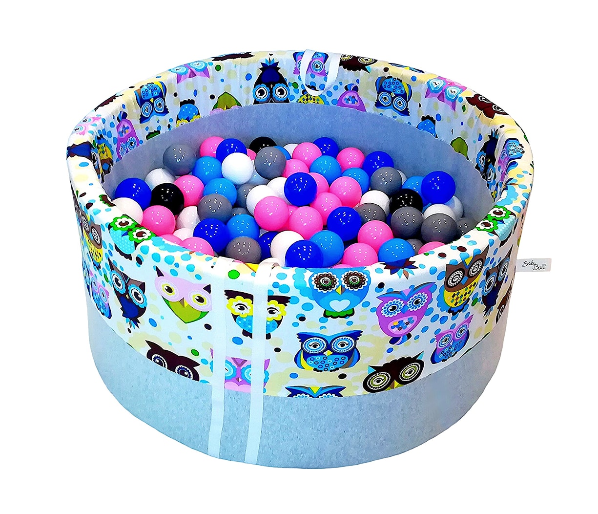 Suchy basen BabyBall z piłeczkami - niebieskie sowy - zdjęcie od BabyBall - suche baseny z piłeczkami dla dzieci - Homebook