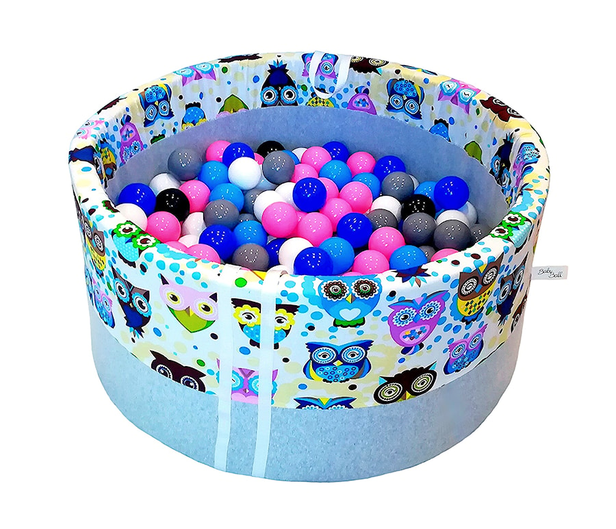 Suchy basen BabyBall z piłeczkami - niebieskie sowy - zdjęcie od BabyBall - suche baseny z piłeczkami dla dzieci