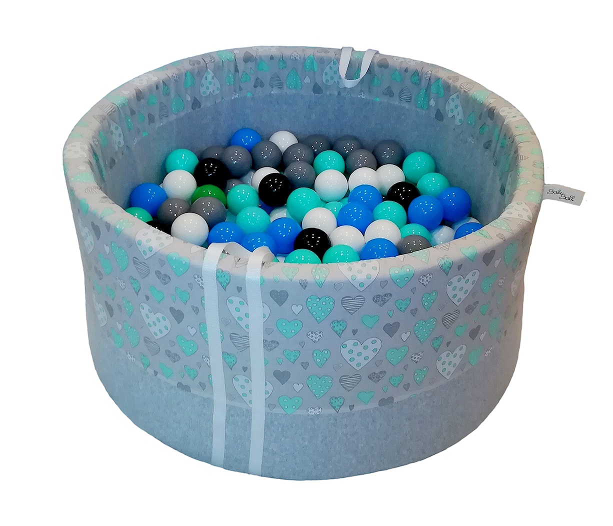 Suchy basen BabyBall z piłeczkami - miętowe serduszka - zdjęcie od BabyBall - suche baseny z piłeczkami dla dzieci - Homebook