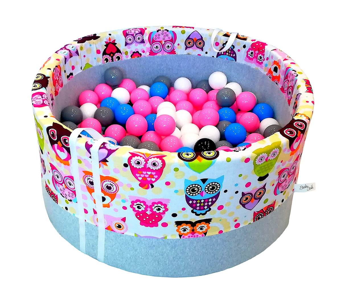 Suchy basen BabyBall z piłeczkami - różowe sowy - zdjęcie od BabyBall - suche baseny z piłeczkami dla dzieci - Homebook